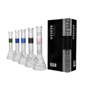 EG Glass - EG-03 Sandblasted Cross Beaker Water Pipe 15", 7mm
