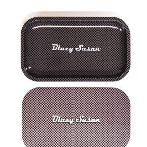 Blazy Susan - Rolling Tray with Lid, Medium, Carbon Fiber Black, Master Case