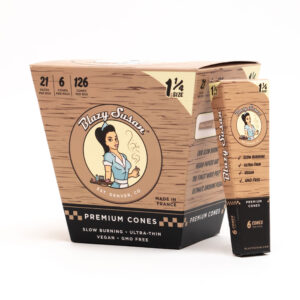 Blazy Susan - Unbleached Pre Rolled 1-1/4 Cones 6 Count - Display Box