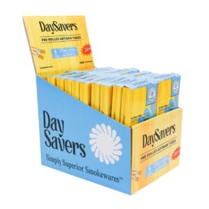 DaySavers 109mm Pre-Roll Tubes with a Sugar Flavor Wood Tip - Display Box 20 Packs - 5 Tubes per Pack