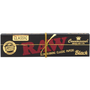 Raw 24 Ct. Black Connoisseur King Slim With Tips