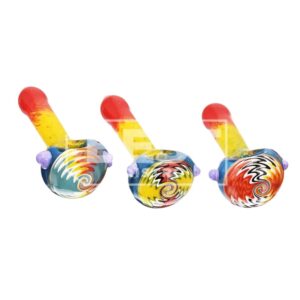 Eg Glass - ESH23269 Tropical Style Wig Wag Head Hand Pipe Glass 4.1 6Pcs Per Display Box