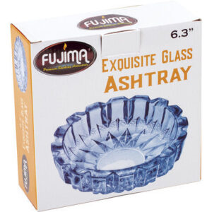 Fujima Blue Round Electroplated Glass Ashtray - 6.25in