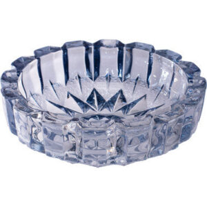 Fujima Blue Round Electroplated Glass Ashtray - 7.5in