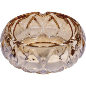 Fujima Round Amber Raindrop Glass Ashtray 5in