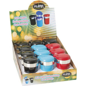 Fujima Asst. Color Self Extin. Ashtray W/ Led Light 12ct.