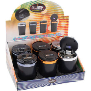 Fujima Carbon Fiber LED Car Ashtray w/ Lid 6ct.
