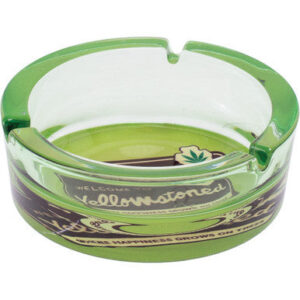 Fujima Medium Glass Ashtray - Yellow Stoned 5.1in