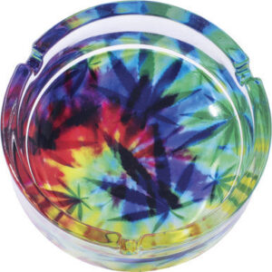 Fujima Tie Dye Leaf Design Ashtray 2pk. 6.25"