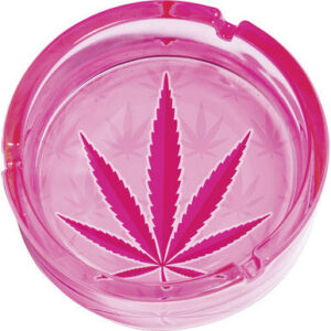 Fujima Pink Kush Leaf Glass Ashtray 6.25"