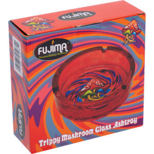 Fujima Red Trippy Mushroom Glass Ashtray 6.25"