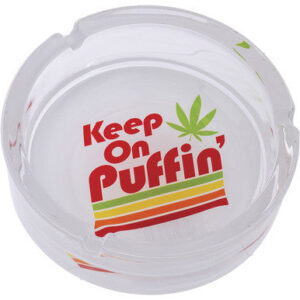 Fujima Keep on Puffin Glass Ashtray 6.25"