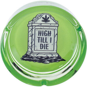 Fujima Green High til I Die Glass Ashtray 6.25"