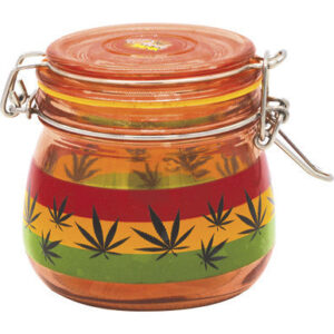 Fujima Glass Jars Red Rasta Leaves 500ml