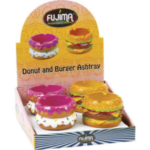 Fujima Donut & Hamburger Polystone Ashtrays 4ct.