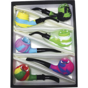 Fujima Asst. Silicone Mix Pipes W/ Glass Bowl 6Ct.