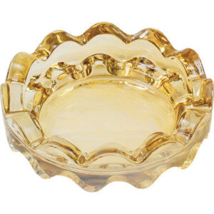 Fujima Amber Round Wave Electroplated Glass Ashtray 4"
