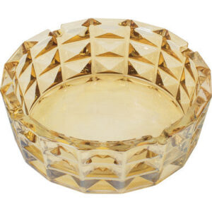 Fujima Round Amber Electroplated Glass Ashtray 7.75"