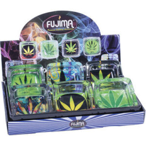Fujima Square Glass Ashtray - Leaves 6ct. 4.5in