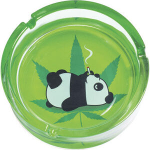 Fujima Toking Panda Leaf Glass Ashtray 6.25"