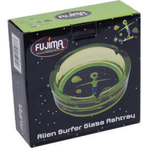 Fujima Green Alien Surfer Glass Ashtray 6.25"