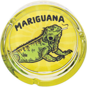 Fujima Yellow Mariguana Glass Ashtray 6.25"