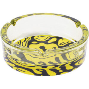 Fujima Yellow Melting Smiley Glass Ashtray 6.25"