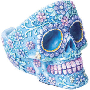 Fujima Poly Stone Floral Skull Shape Ashtray  6ct.
