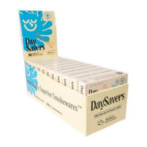 DaySavers Half Gram 1 1/4 Refined White Artisan Pre Rolled Tubes with Spiral Filter Tips - Display Case [22 Packs in Case - 10 Tubes Per Pack]