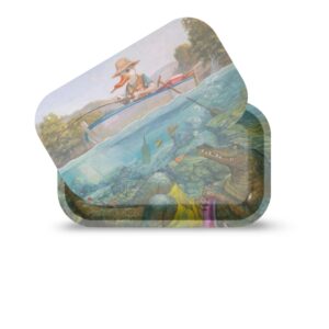 Rolling Tray with Magnetic Cover (11x7) - Gone Fishin by Joaquin Carreño