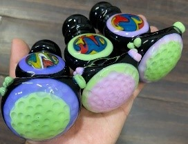 Regal Glass - 5” Double Slime Color Honeycomb Hand Pipe With Reverse Artwork On The Top