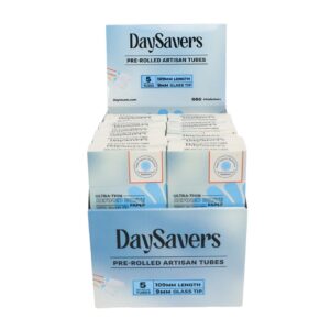 DaySavers 109mm Pre-Roll Tubes with a Glass Tip - Display Box | 20 Packs - 5 Tubes per Pack